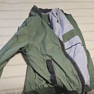Cato Olive Bomber Jacket with Striped Lining